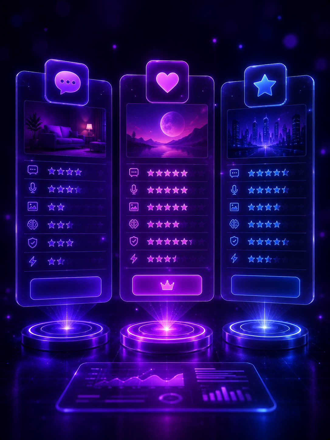 Illustration of someone comparing AI companion platform options